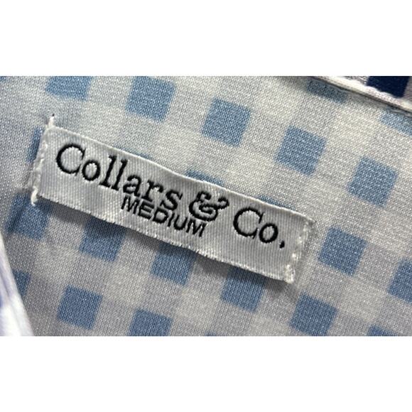 Men's Blue Checkered Polo Shirt - Picture 3 of 5